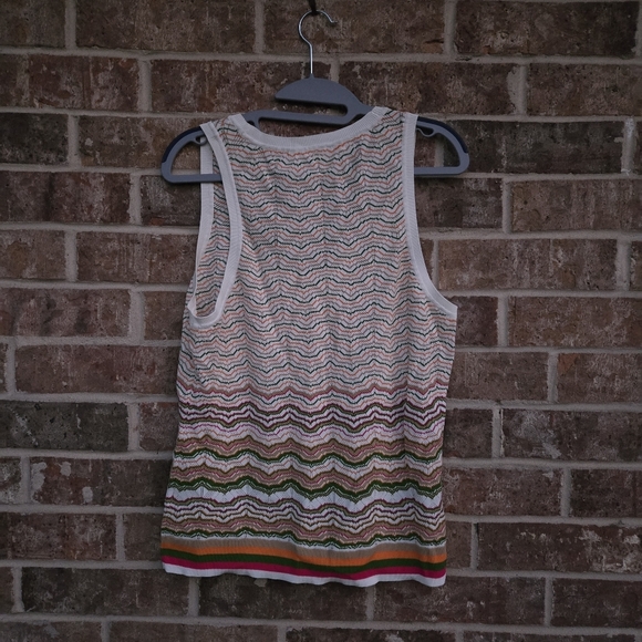 Veronica Beard Nabella Stripe Pointelle Sweater Tan - Picture 5 of 6